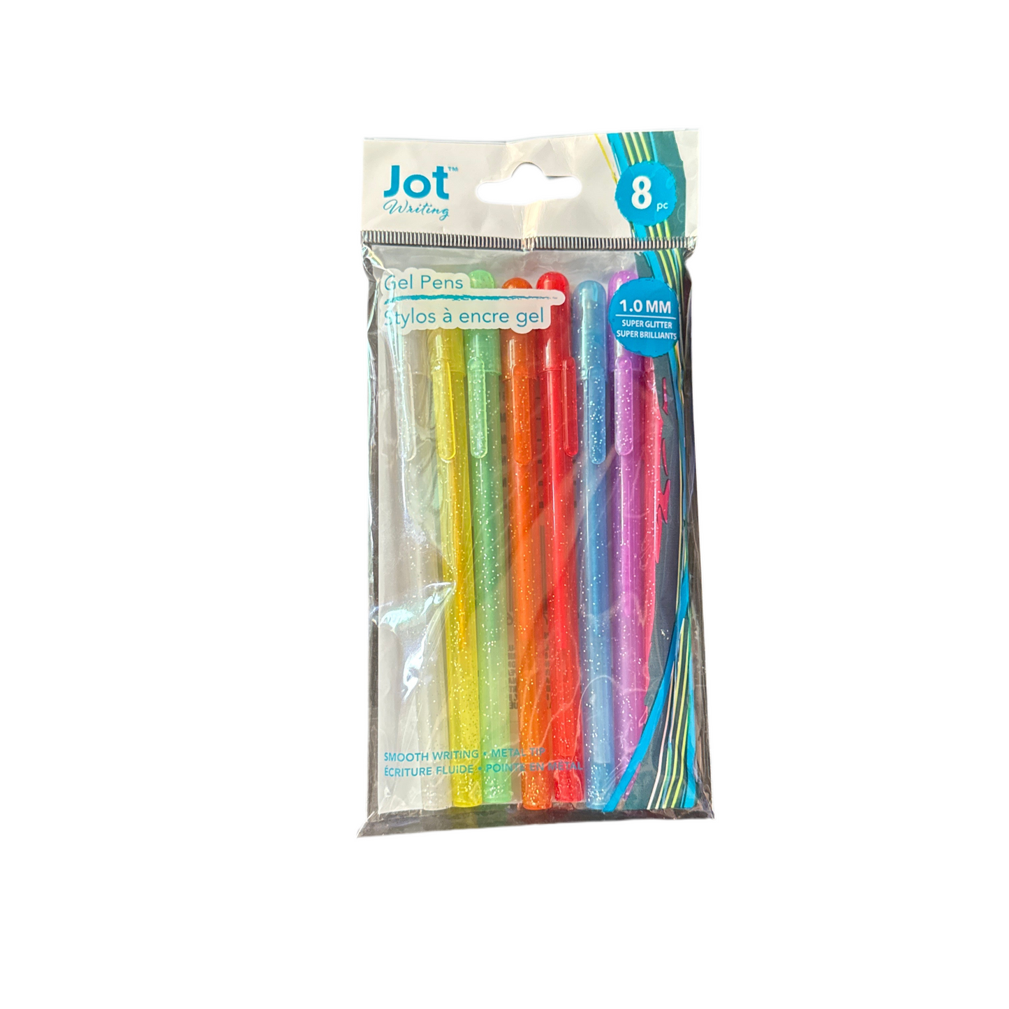 Lapiceros JOT GEL con GLITTER  Bolsa de 8pc