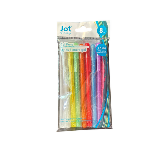 Lapiceros JOT GEL con GLITTER  Bolsa de 8pc