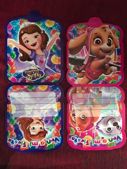 Tarjetas de Invitacion Cumpleaños Disney (paquete 10 tarjetas)