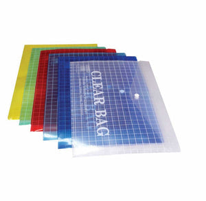 Folder transparente de colores con cuadros